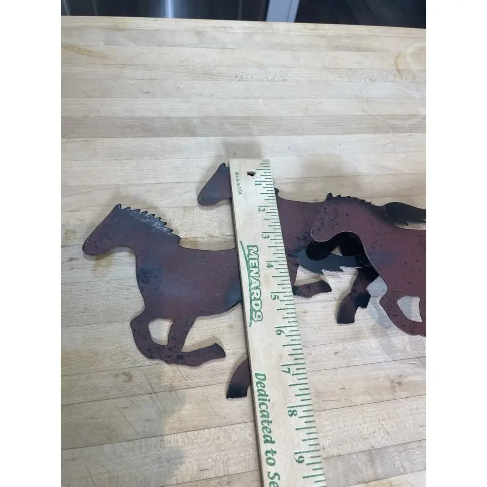 Vintage Rustic Metal Wild Horses Wall Decor Art Home Interiors 15.5